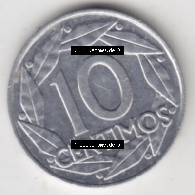 Münzen Spanien Umlaufmünze 1959-1959, 10 Centimos 1959. Vorderseite der Peseten Umlaufmünze aus Spanien vor Einführung der Euromünzen in Spanien zum katalogisieren... Sammlung