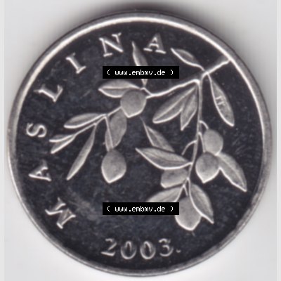 Münzen Kroatien Umlaufmünze 2003 20 Lipa, Bild mit Vorderseite der Münze als Bildmaterial Sammlung