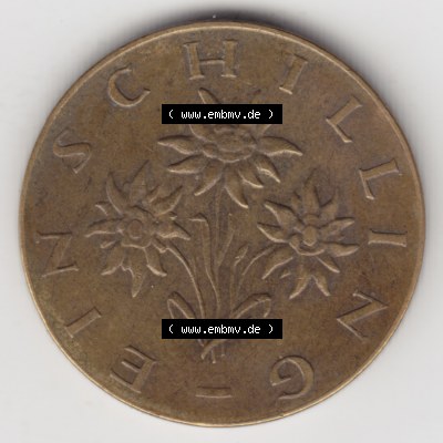 Münzen Österreich Umlaufmünze 1959-2001, 1 Schilling 1968, Bild mit Rückseite der österreichischen Münze als Bildmaterial, des Bildes zur deiner Nutzung Sammlung
