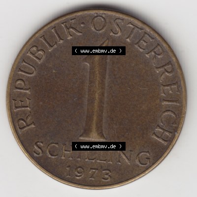 Münzen Österreich Umlaufmünze 1959-2001, 1 Schilling 1973, Bild mit Vorderseite der Münze aus Österreich als Bildmaterial, für dich selbst Sammlung