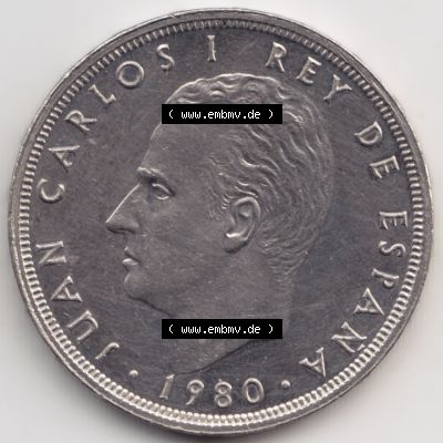 Münzen Spanien Umlaufmünze 1980-1982, 25 Pesetas - Peseten 1982. Rückseite der spanischen Umlaufmünze aus Spanien vor der Euro-Einführung in Spanien zum katalogisieren... Sammlung