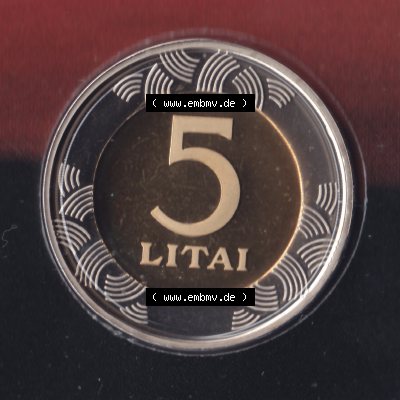 Münzen Litauen Umlaufmünze 2003, 5 Litai, Bild mit Vorderseite der Münze als Bildmaterial Sammlung