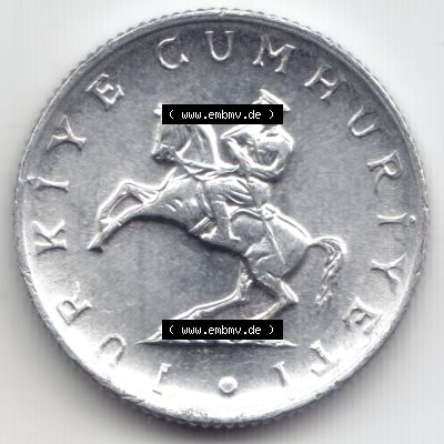 Münzen Türkei Umlaufmünze 1982-1982, 5 Lira. Rückseite der Münze der Türkei als Bildmaterial für Sammler und Münzen-Webseiten hier im online Katalog... Sammlung