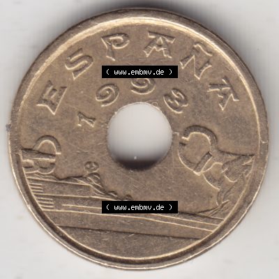 Münzen Spanien Umlaufmünze 1993-1993, 25 PTAS - Peseten 1993. Rückseite der spanischen Umlaufmünze aus Spanien vor der Euro-Einführung in Spanien zum katalogisieren... Sammlung