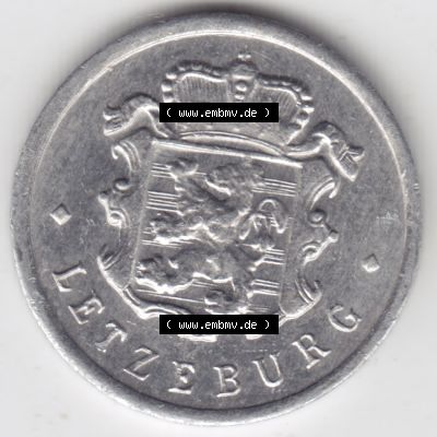 Münzen Luxemburg Umlaufmünze 1954-1972, 25 Centimes, Bild mit Rückseite der Münze als Bildmaterial Sammlung
