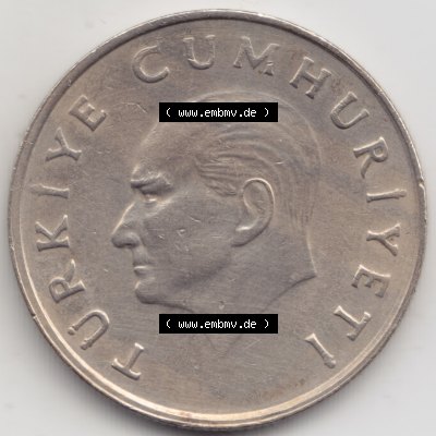 Münzen Türkei Umlaufmünze 1984-1988, 100 Lira - Lire. Rückseite der Münze der Türkei als Bildmaterial für Sammler und Münzen-Webseiten hier im online... Sammlung