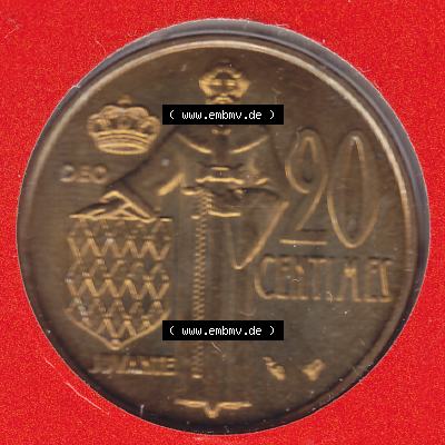Münzen Monaco Umlaufmünze 1962-1995, 20 Centimes 1995 (1) Sammlung