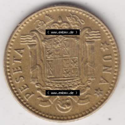Münzen Spanien Umlaufmünze 1975-1975, 1 Peseta, Pesete 1979. Vorderseite der alten Peseten Umlaufmünze aus Spanien vor Einführung der Euromünzen in Spanien zum... Sammlung