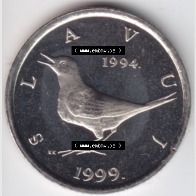 Münzen Kroatien Umlaufmünze 1999, 1 Kuna, Bild mit Vorderseite der Münze als Bildmaterial Sammlung