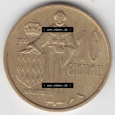 Münzen Monaco Umlaufmünze 1962-1995, 10 Centimes, Cent, Rainier III Prinze von Monaco 1962 (1) Sammlung