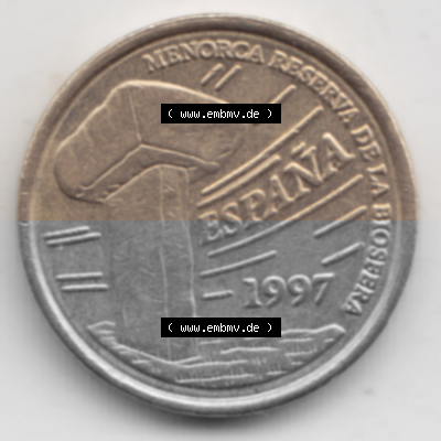 Münzen Spanien Umlaufmünze 1997-1997, 5 Peseten 1997. Rückseite der spanischen Umlaufmünze aus Spanien vor der Euro-Einführung... Sammlung