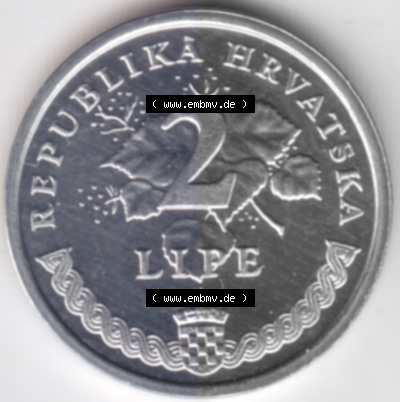 Münzen Kroatien Umlaufmünze 2002 2 Lipe, Bild mit Rückseite der Münze als Bildmaterial Sammlung