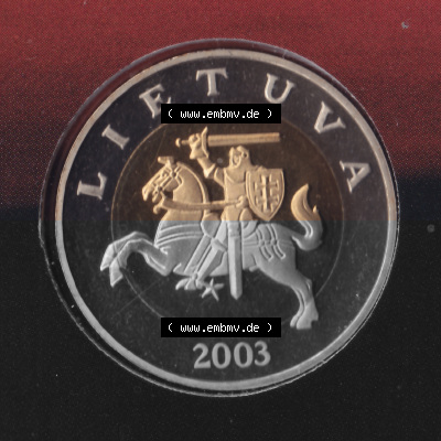 Münzen Litauen Umlaufmünze 2003, 5 Litai, Bild mit Rückseite der Münze als Bildmaterial Sammlung