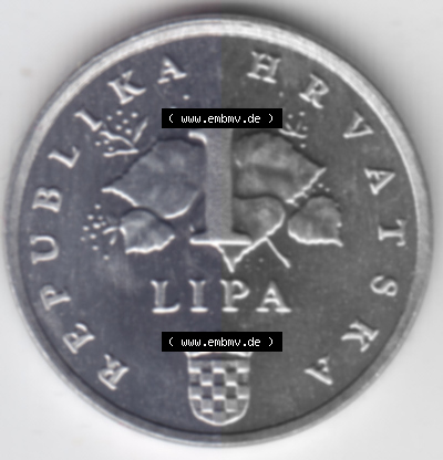 Münzen Kroatien Umlaufmünze 2002 1 Lipa, Bild mit Rückseite der Münze als Bildmaterial Sammlung