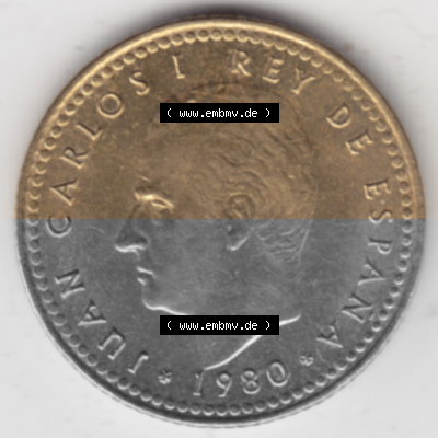 Münzen Spanien Umlaufmünze 1980-1980, 1 Pesete 1981. Rückseite der spanischen Umlaufmünze aus Spanien vor der Euro-Einführung... Sammlung