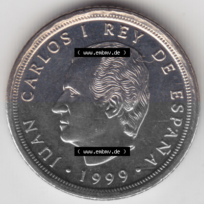 Münzen Spanien Umlaufmünze 1998-2000, 10 Pesetas, Peseten 1999. Rückseite der spanischen Umlaufmünze aus Spanien vor der Euro-Einführung... Sammlung