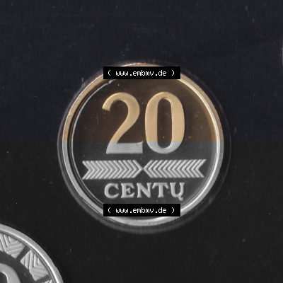 Münzen Litauen Umlaufmünze 2003 20 Centu, Bild mit Vorderseite der Münze als Bildmaterial Sammlung