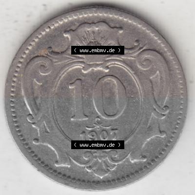 Münzen Österreich Umlaufmünze 1892-1911, 10 Heller 1907, Bild mit Vorderseite der Münze aus Österreich als Bildmaterial,... Sammlung