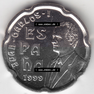 Münzen Spanien Umlaufmünze 1998-2000, 50 Ptas, Peseten 1999. Rückseite der spanischen Umlaufmünze aus Spanien vor der Euro-Einführung... Sammlung