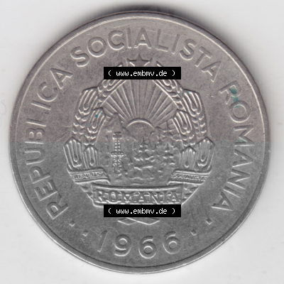 Münzen Rumänien Umlaufmünze 1966-1966, 1 Leu Kursmünze, Bild mit Rückseite der Münze als Bildmaterial Sammlung