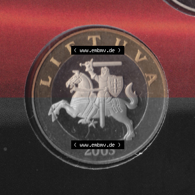 Münzen Litauen Umlaufmünze 2003, 2 Litai, Bild mit Rückseite der Münze als Bildmaterial Sammlung