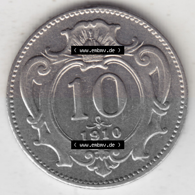 Münzen Österreich Umlaufmünze 1892-1911, 10 Heller 1910, Bild mit Vorderseite der Münze aus Österreich als Bildmaterial,... Sammlung