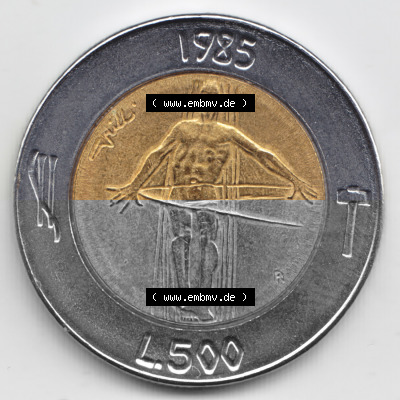 Münzen San Marino Gedenkmünze 1985-1985, 500 Lire, Drogenkrieg. 500 Lire Gedenkmünzen von San Marino Eurovorläufer als Bildmaterial... Sammlung