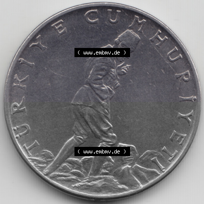 Münzen Türkei Umlaufmünze 1960-1968, 2.50 Lira. Rückseite der Münze der Türkei als Bildmaterial für Sammler und Münzen-Webseiten... Sammlung