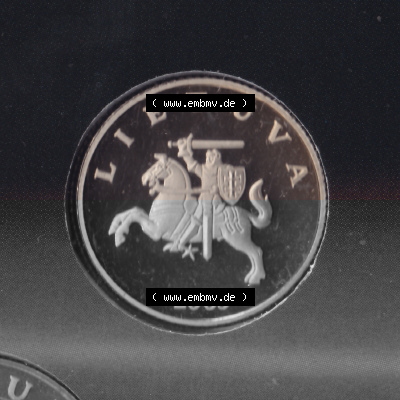 Münzen Litauen Umlaufmünze 2003, 1 Litas, Bild mit Rückseite der Münze als Bildmaterial Sammlung