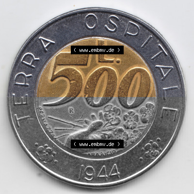 Münzen San Marino Gedenkmünze 1991-1991, 500 Lire Münze. Wappen der 500 Lire Gedenkmünzen von San Marino Eurovorläufer als... Sammlung