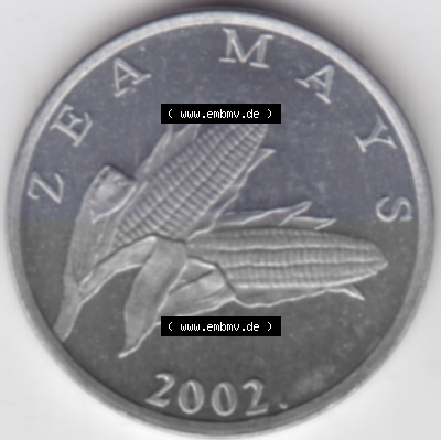Münzen Kroatien Umlaufmünze 2002 1 Lipa, Bild mit Vorderseite der Münze als Bildmaterial Sammlung