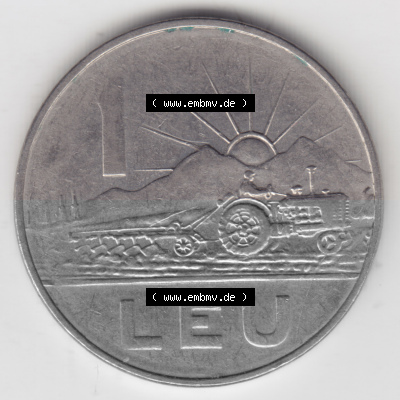 Münzen Rumänien Umlaufmünze 1966-1966, 1 Leu Kursmünze, Bild mit Vorderseite der Münze als Bildmaterial Sammlung