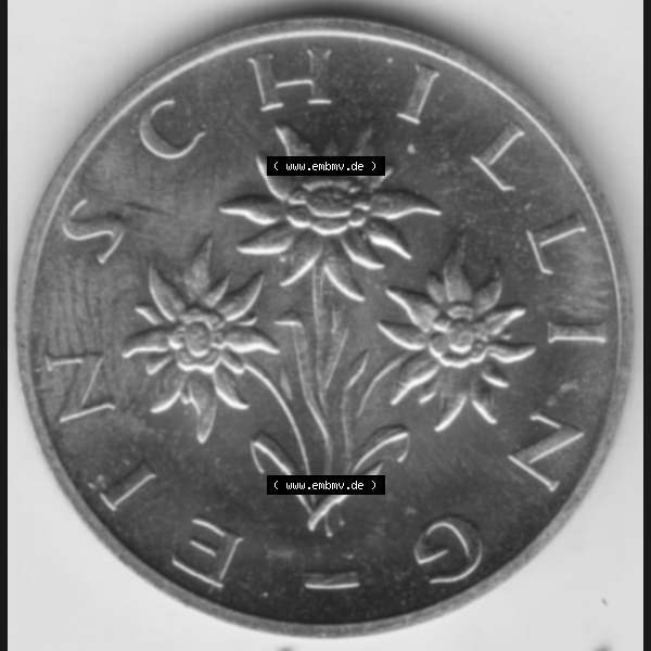 Grau bzw. s/w Münzen Österreich Umlaufmünze aus Münzsatz 1976, 1 Schilling, Bild mit Rückseite der österreichischen Münze als Bildmaterial, des Bildes zur deiner... Sammlung Graustufen