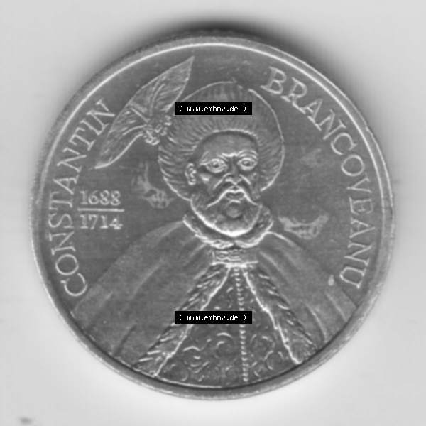 Grau bzw. s/w Münzen Rumänien Umlaufmünze aus Münzsatz 2000-2006, 1000 Lei, Bild mit Rückseite der Münze als Bildmaterial Sammlung Graustufen