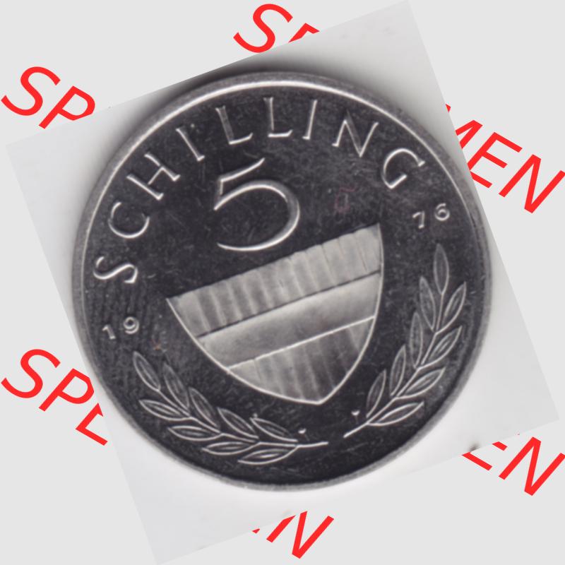 Münzen Österreich Umlaufmünze aus Münzsatz 1976, 5 Schilling, Bild mit Vorderseite der Münze aus Österreich als Bildmaterial, für dich selbst Sammlung