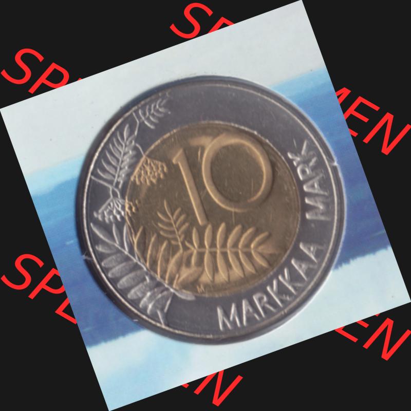 Münze Finnland 2001, 10 Mark, Markkaa. Vorderseite der alten finnischen Umlaufmünze aus Finnland SUOMI zum katalogisieren und verwalten im Münzen-Katalog Finnland mit... Sammlung