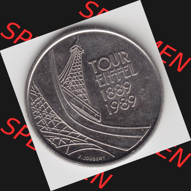 Münze Frankreich 1989-1989, 5 Francs Franken Eiffelturm. Rückseite der alten französischen Umlaufmünze aus Frankreich in der Francs-Währung zum katalogisieren und... Sammlung
