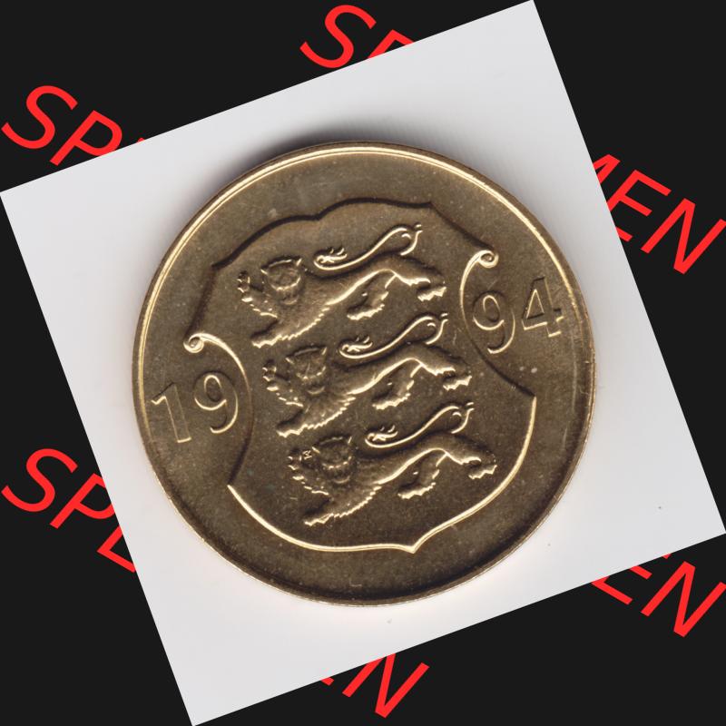 Münzen Estland Umlaufmünze 1994, 5 Krooni. Rückseite der alten estländische Umlaufmünze aus Estland zum katalogisieren und verwalten im Münzen-Katalog Estland... Sammlung