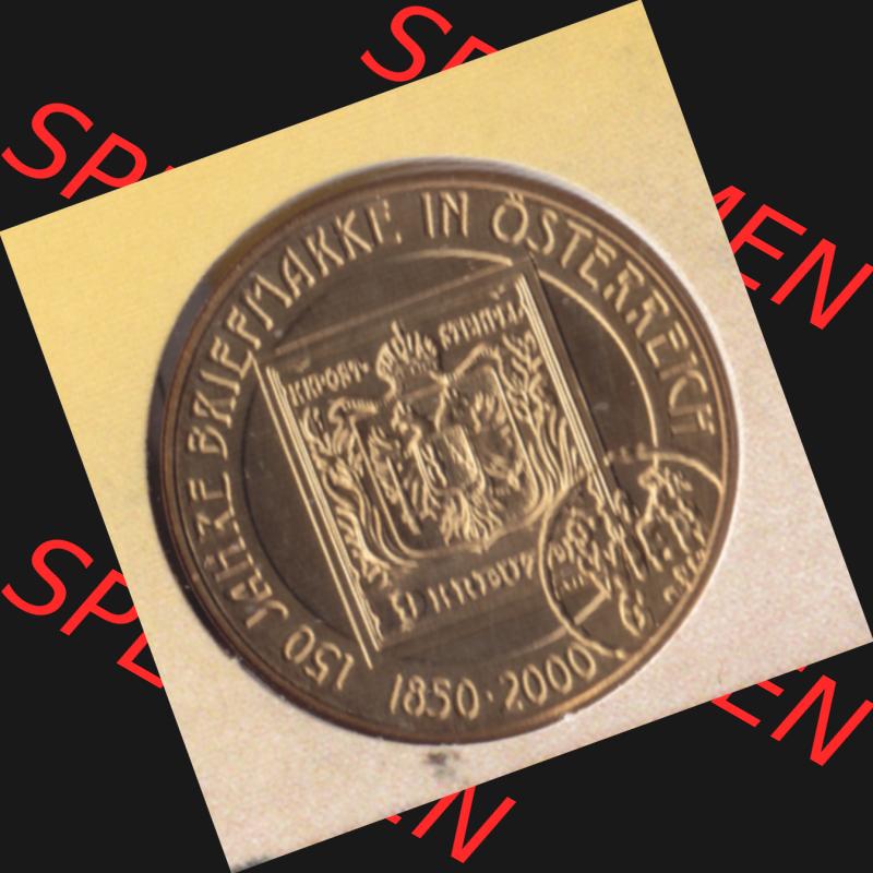 Münzen Österreich Gedenkmünze aus Münzsatz 2000, 20 Schilling 150 Jahre Briefmarken, Bild mit Rückseite der österreichischen Münze als Bildmaterial,... Sammlung