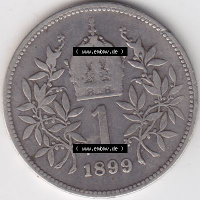 Münzen Österreich Umlaufmünze 1892-1907, 1 Krone Franz Joseph I. 1899, Bild mit Vorderseite der Münze aus Österreich als Bildmaterial, für dich selbst Sammlung