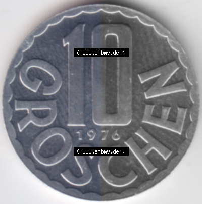 Münzen Österreich Umlaufmünze aus Münzsatz 1976, 10 Groschen, Bild mit Vorderseite der Münze aus Österreich als Bildmaterial,... Sammlung
