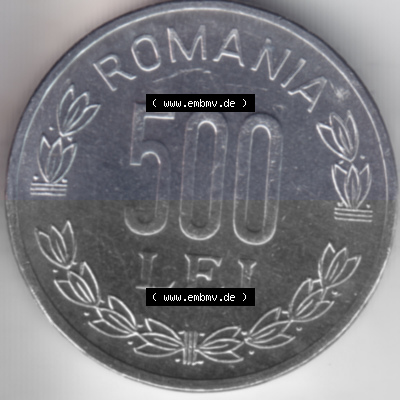 Münzen Rumänien Umlaufmünze aus Münzsatz 1998-2006, 500 Lei, Bild mit Vorderseite der Münze als Bildmaterial Sammlung