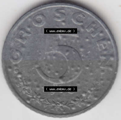 Münzen Österreich Umlaufmünze aus Münzsatz 1976, 5 Groschen, Bild mit Vorderseite der Münze aus Österreich als Bildmaterial,... Sammlung
