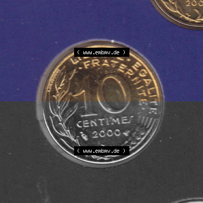 Umlaufmünze 10 Cmes - Centimes - Cent aus Frankreich in der Francs-Währung Sammlung