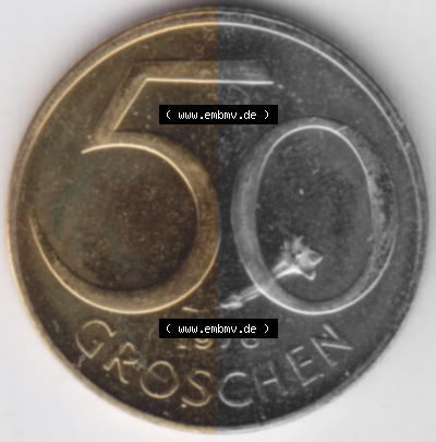 Münzen Österreich Umlaufmünze aus Münzsatz 1976, 50 Groschen, Bild mit Vorderseite der Münze aus Österreich als Bildmaterial,... Sammlung