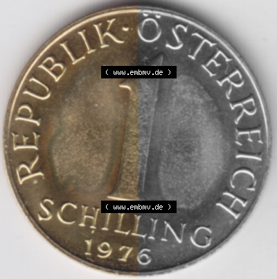 Münzen Österreich Umlaufmünze aus Münzsatz 1976, 1 Schilling, Bild mit Vorderseite der Münze aus Österreich als Bildmaterial,... Sammlung
