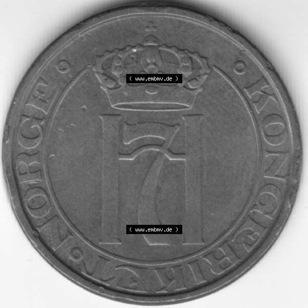 Grau bzw. s/w Münzen Norwegen Umlaufmünze 1941-1945 5 Öre 1941, Bild mit Rückseite der norwegischen Münze als Bildmaterial, des Bildes zur deiner Nutzung Sammlung Graustufen