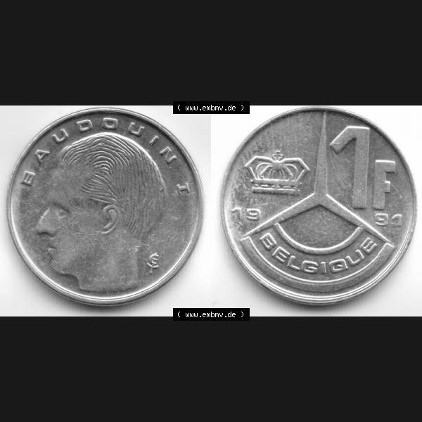 Grau bzw. s/w Münzen Belgien Umlaufmünze 1991 (3) Sammlung Graustufen