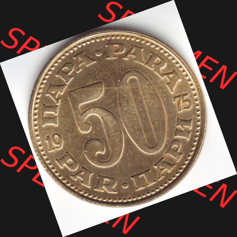 Münzen Jugoslawien Umlaufmünze 1975, 50 Para, Par, Napa, Bild mit Vorderseite der Münze als Bildmaterial Sammlung