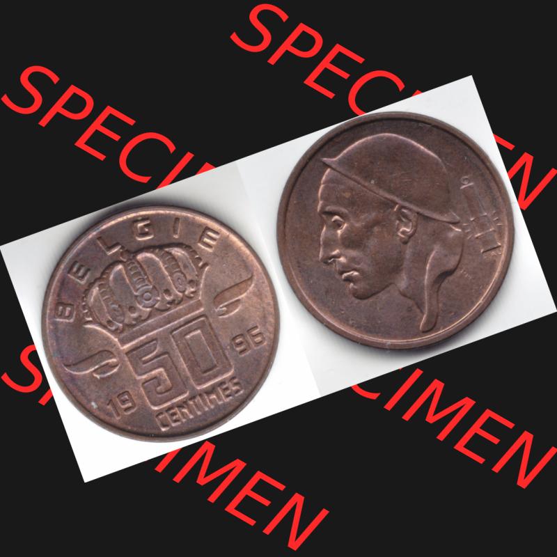 Münzen Belgien Umlaufmünze 1941. Vorderseite und Rückseite horizontal auf einen digitalen Bild der alten belgischen Francs Umlaufmünze aus Belgien vor Einführung der Euromünzen... Sammlung